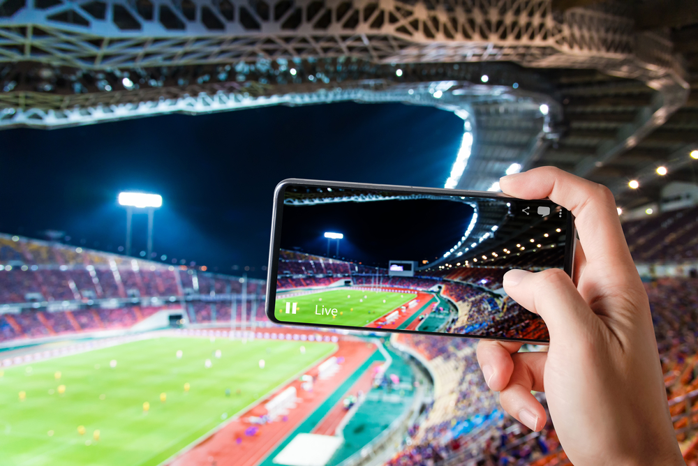 Filming on a football Stadium